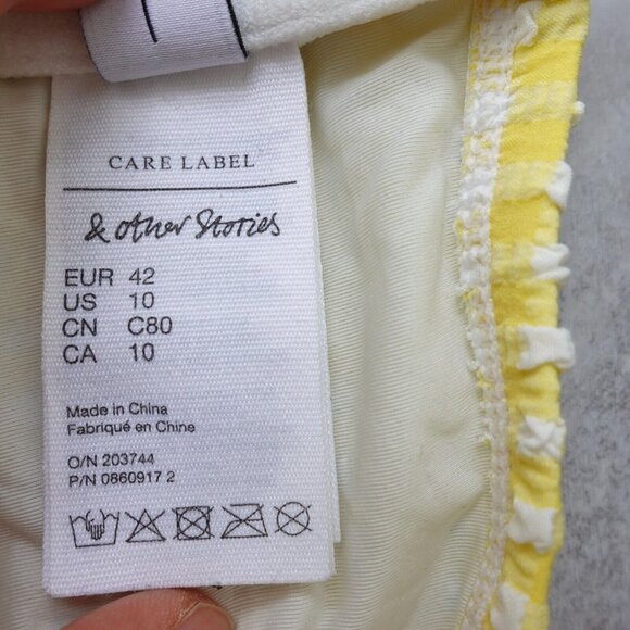 & Other Stories Bikini Top Medium Yellow Bralette Seersucker Light Swim - Picture 5 of 13
